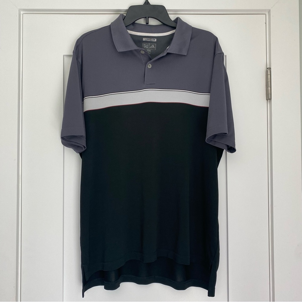 Adidas Gray and Black Color Golf Polo Shirt Men’s Size Large